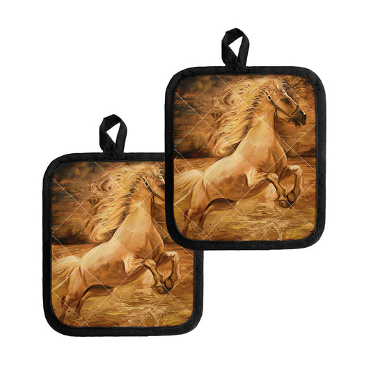 Vintage Horse Painting Print Pot Holders