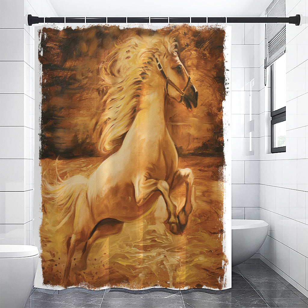Vintage Horse Painting Print Premium Shower Curtain