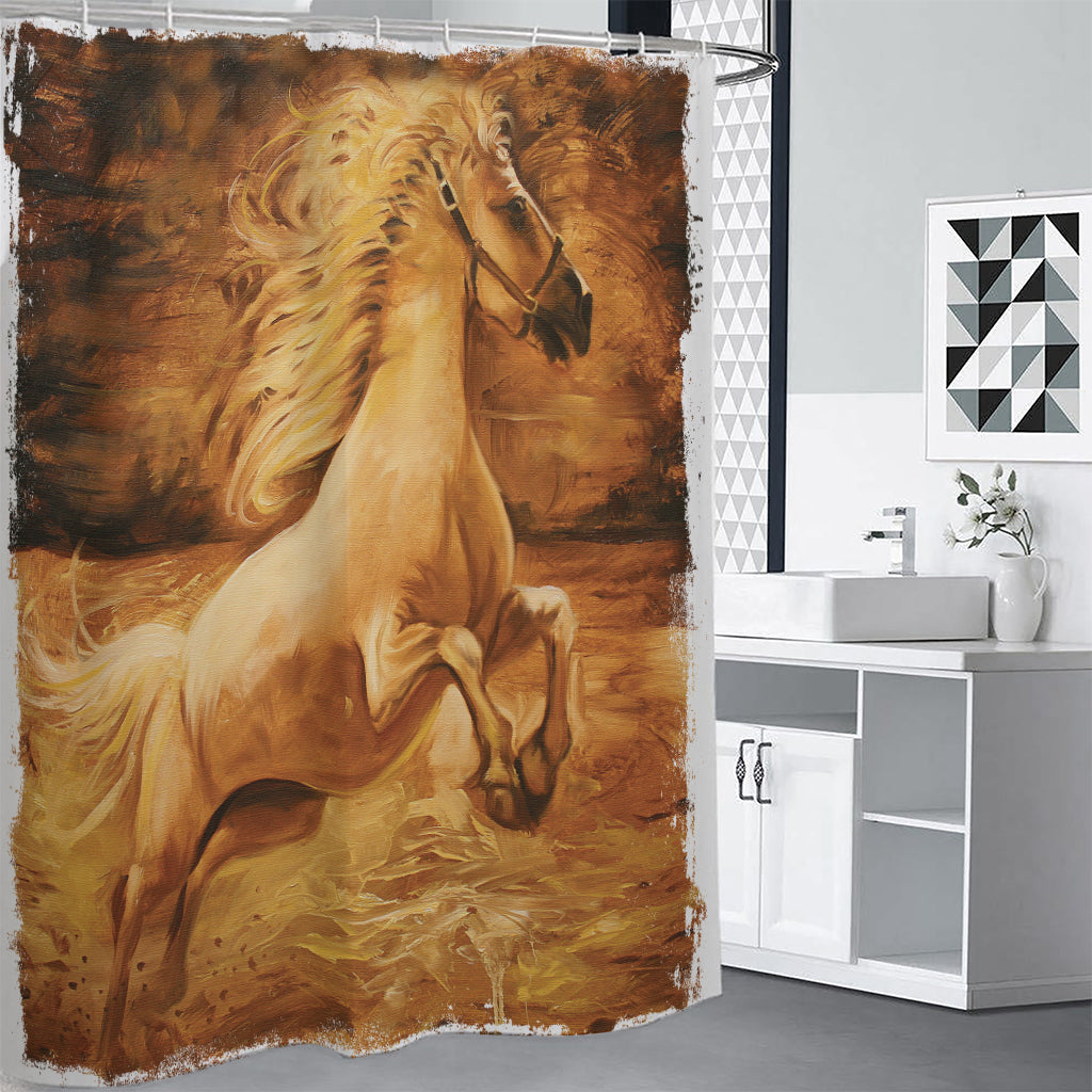 Vintage Horse Painting Print Premium Shower Curtain
