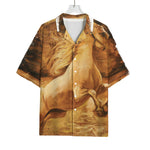 Vintage Horse Painting Print Rayon Hawaiian Shirt