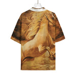 Vintage Horse Painting Print Rayon Hawaiian Shirt