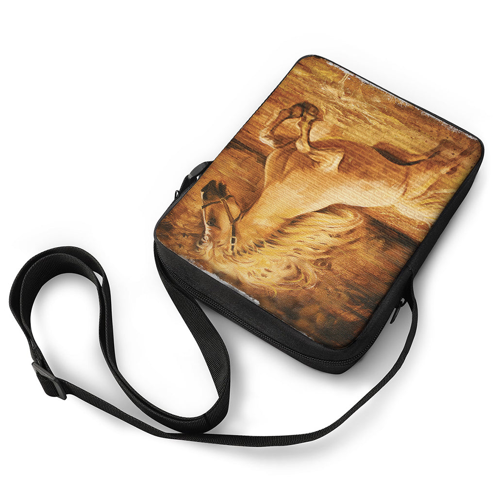 Vintage Horse Painting Print Rectangular Crossbody Bag