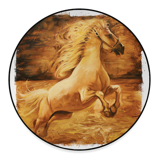 Vintage Horse Painting Print Round Floor Mat