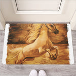 Vintage Horse Painting Print Rubber Doormat