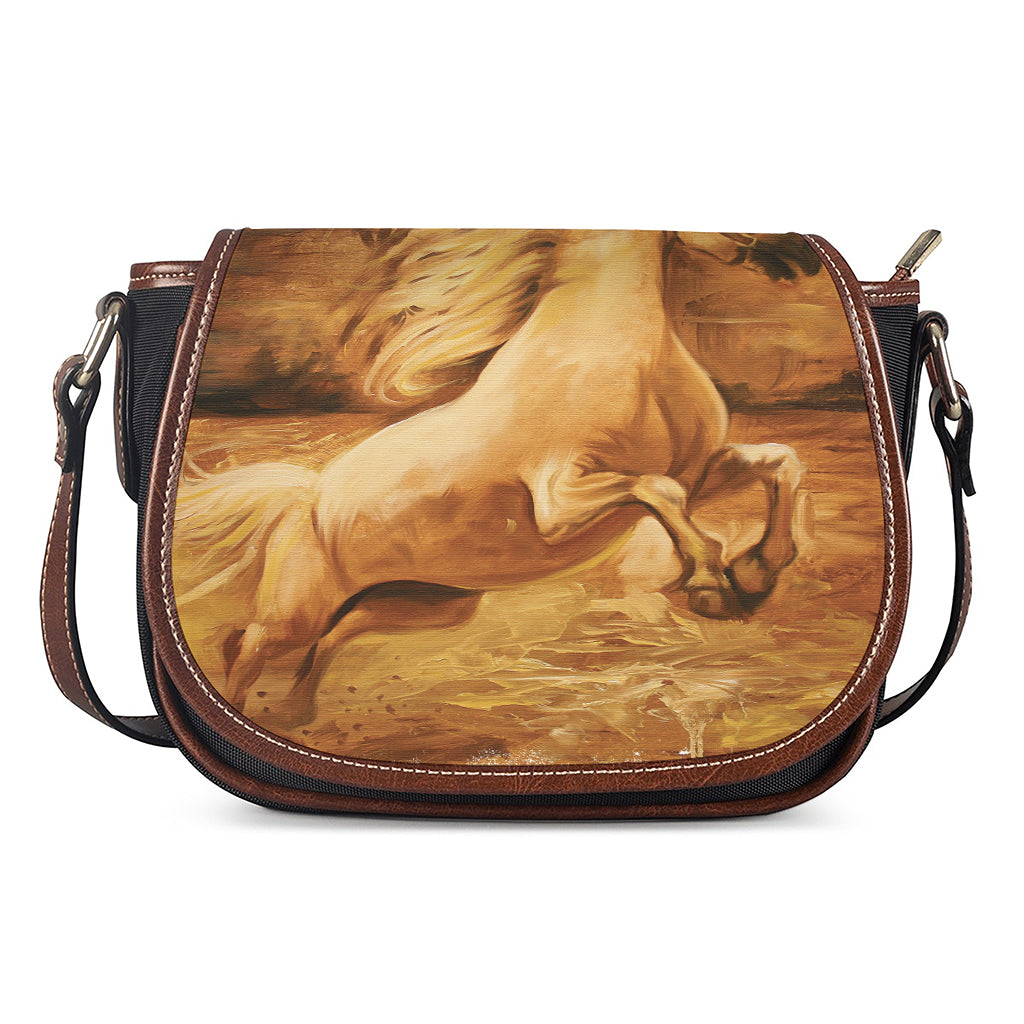 Vintage Horse Painting Print Saddle Bag