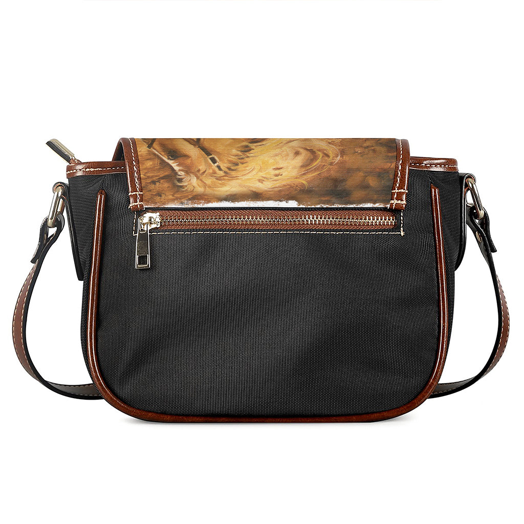 Vintage Horse Painting Print Saddle Bag