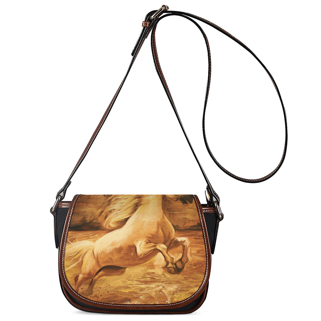 Vintage Horse Painting Print Saddle Bag