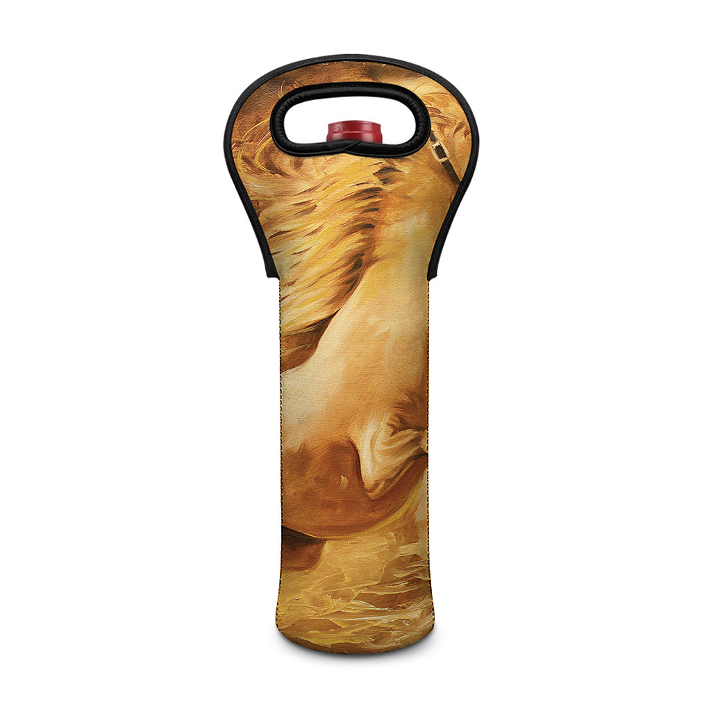 Vintage Horse Painting Print Single Neoprene Wine Tote