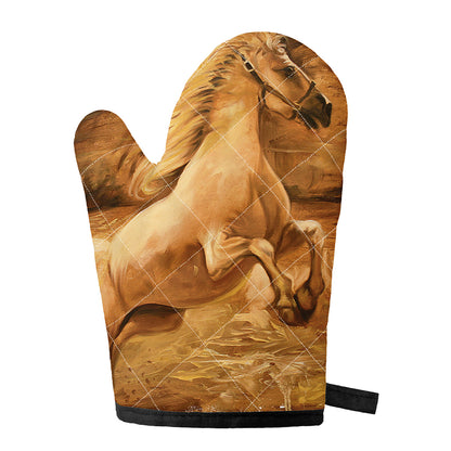 Vintage Horse Painting Print Single Oven Mitt