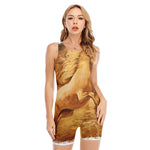 Vintage Horse Painting Print Sleeveless One Piece Swimsuit