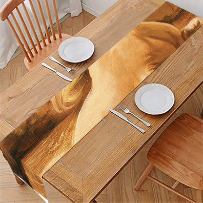 Vintage Horse Painting Print Table Runner