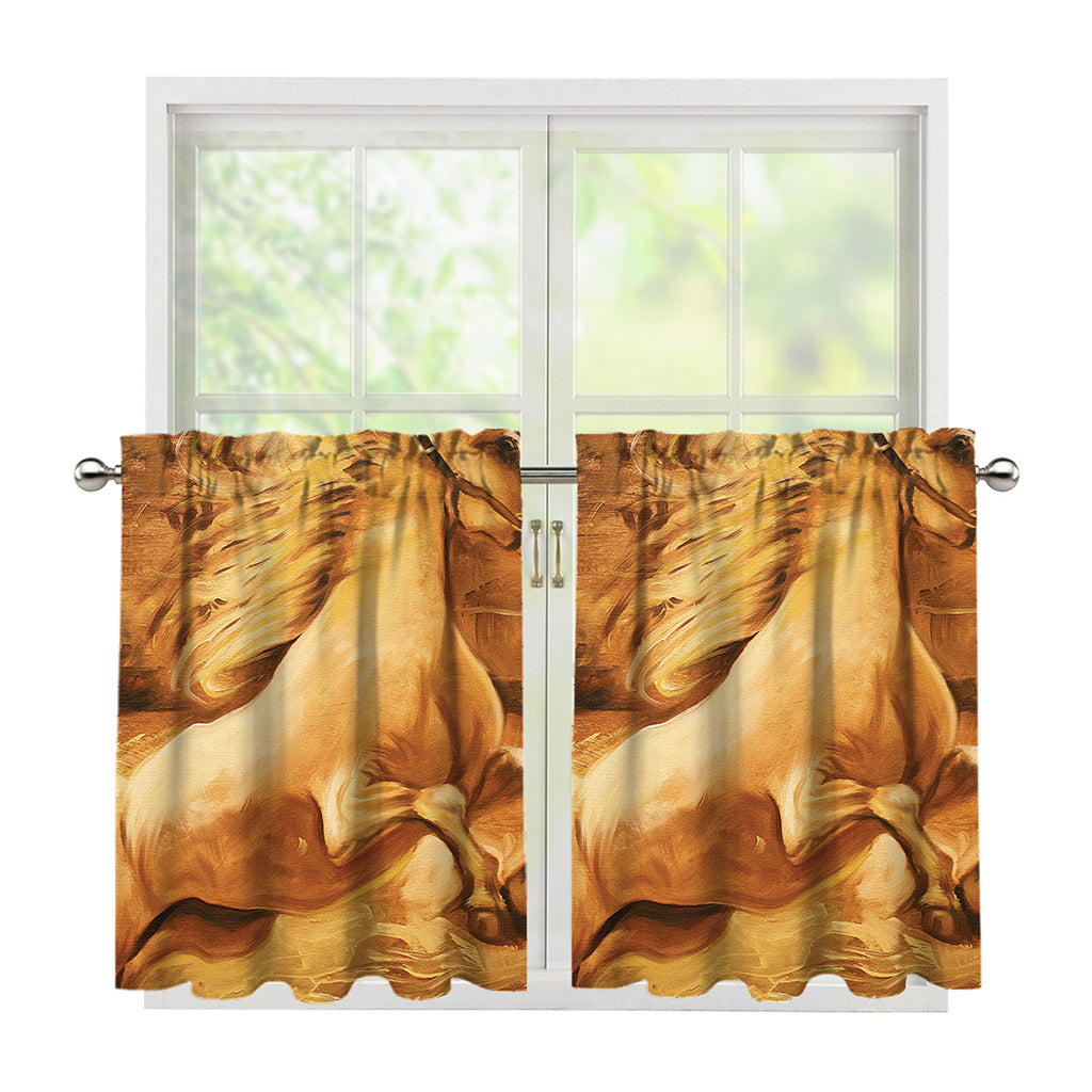 Vintage Horse Painting Print Tier Curtains