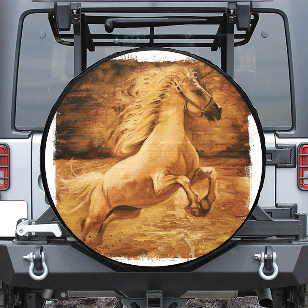 Vintage Horse Painting Print Tire Cover