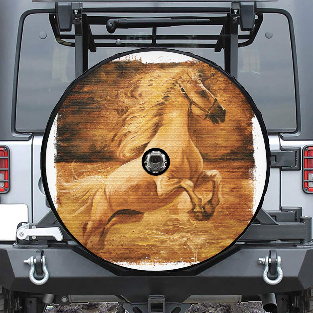 Vintage Horse Painting Print Tire Cover With Camera Hole