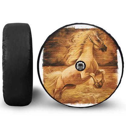 Vintage Horse Painting Print Tire Cover With Camera Hole