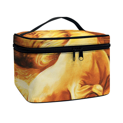 Vintage Horse Painting Print Travel Makeup Bag