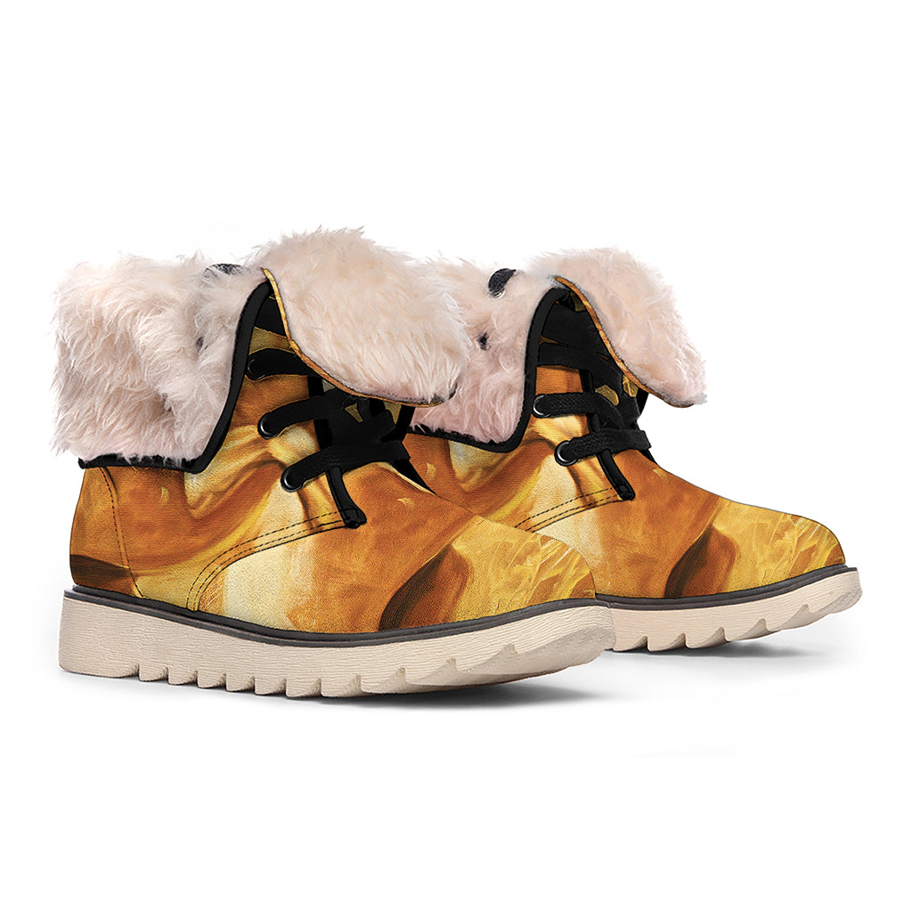 Vintage Horse Painting Print Winter Boots