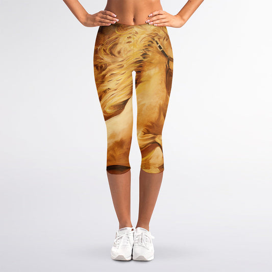 Vintage Horse Painting Print Women's Capri Leggings
