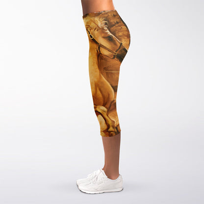 Vintage Horse Painting Print Women's Capri Leggings