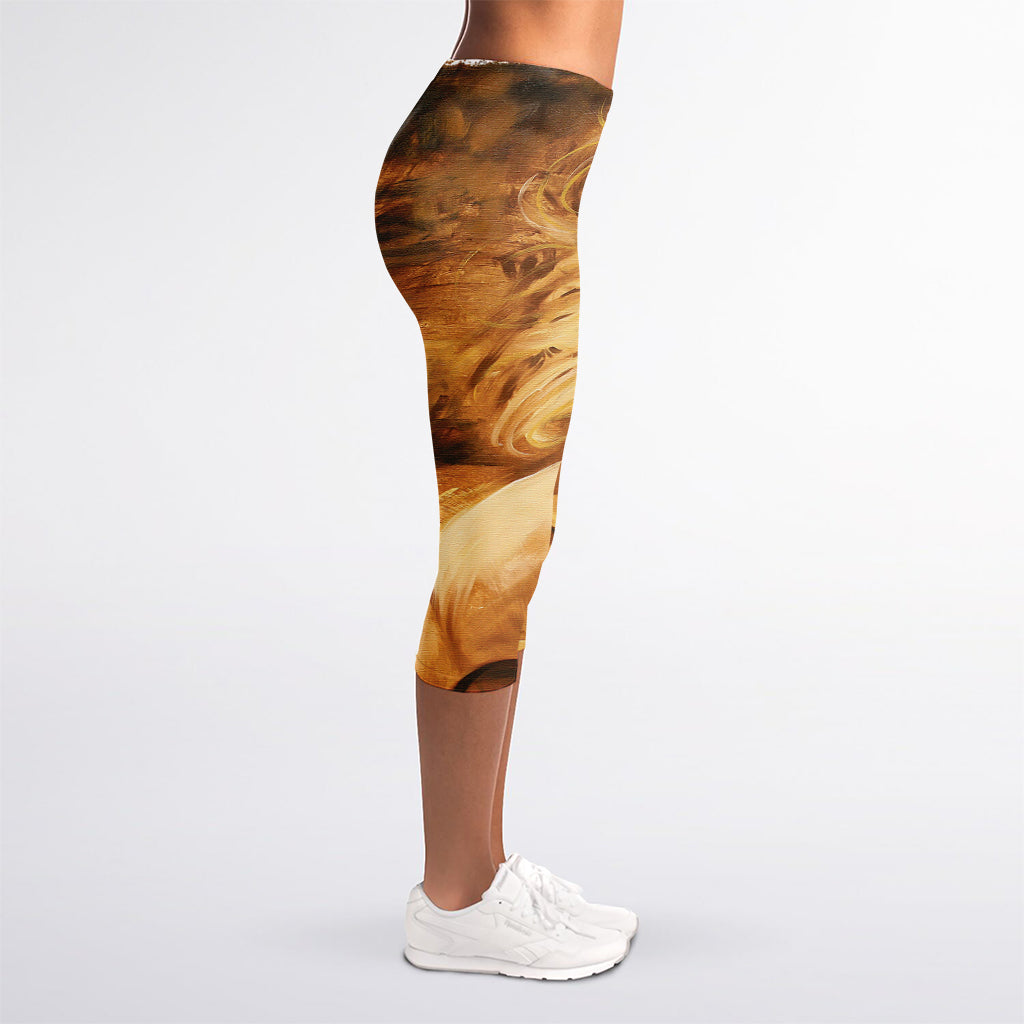 Vintage Horse Painting Print Women's Capri Leggings