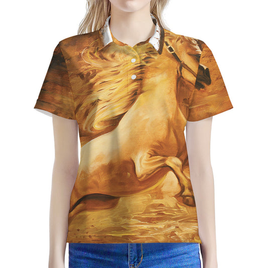Vintage Horse Painting Print Women's Polo Shirt