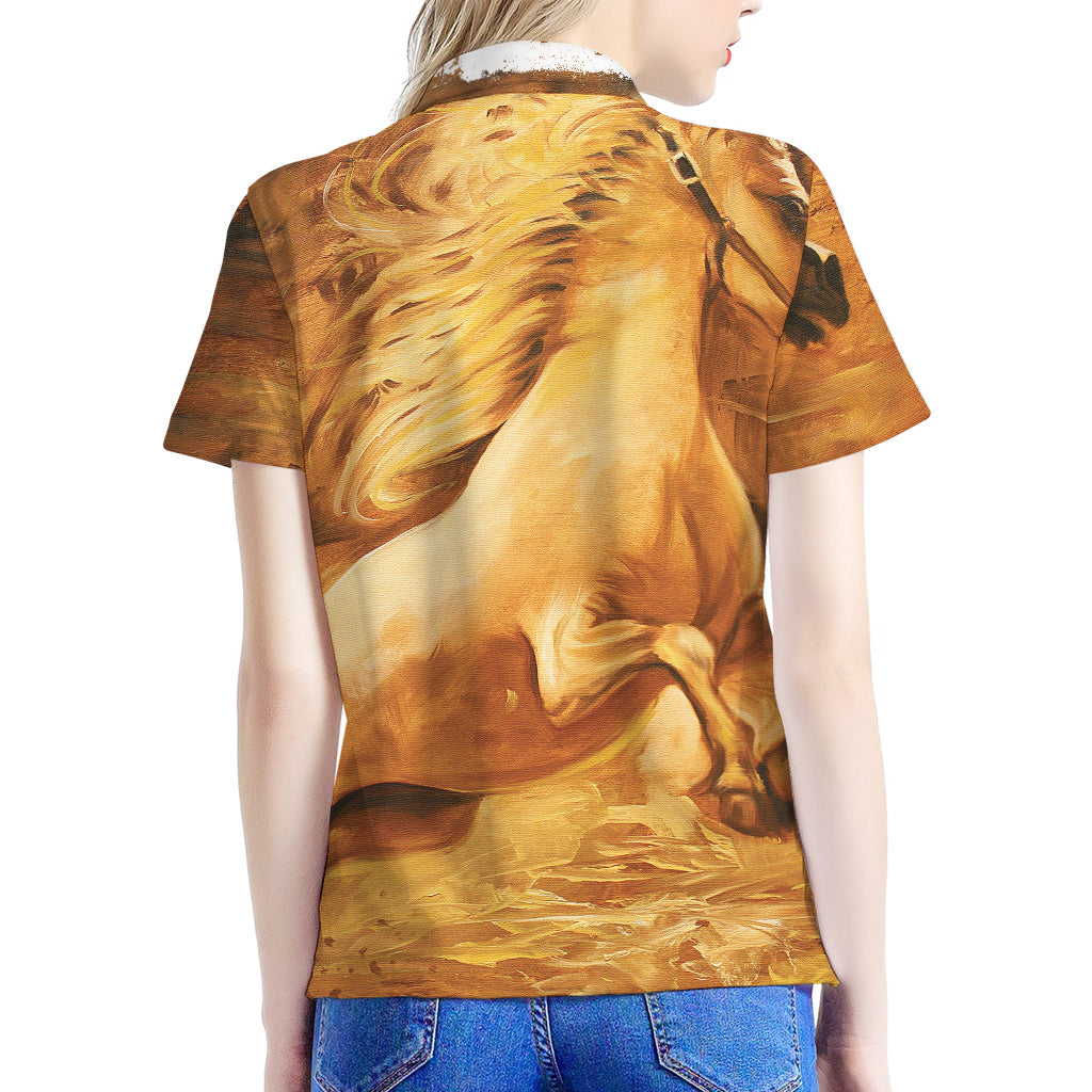 Vintage Horse Painting Print Women's Polo Shirt