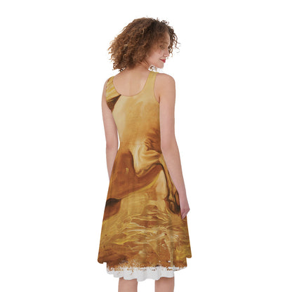 Vintage Horse Painting Print Women's Sleeveless Dress