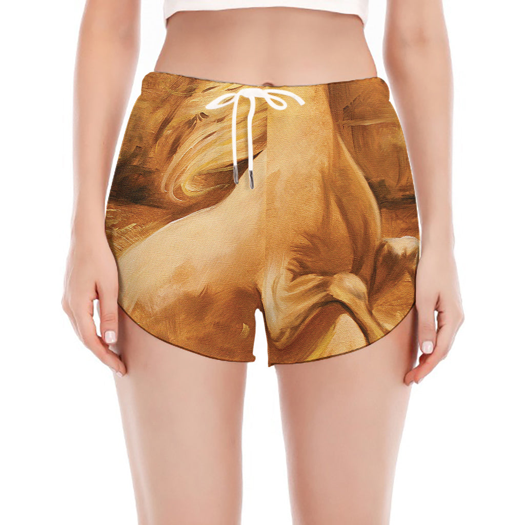 Vintage Horse Painting Print Women's Split Running Shorts