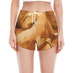 Vintage Horse Painting Print Women's Split Running Shorts