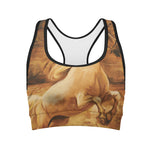 Vintage Horse Painting Print Women's Sports Bra