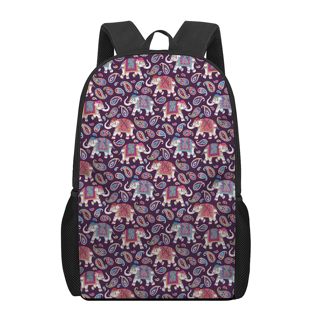 Vintage Indian Elephant Pattern Print 17 Inch Backpack
