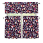 Vintage Indian Elephant Pattern Print 3 Piece Kitchen Curtains
