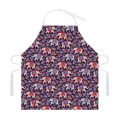Vintage Indian Elephant Pattern Print Adjustable Apron