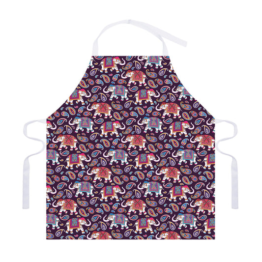Vintage Indian Elephant Pattern Print Adjustable Apron