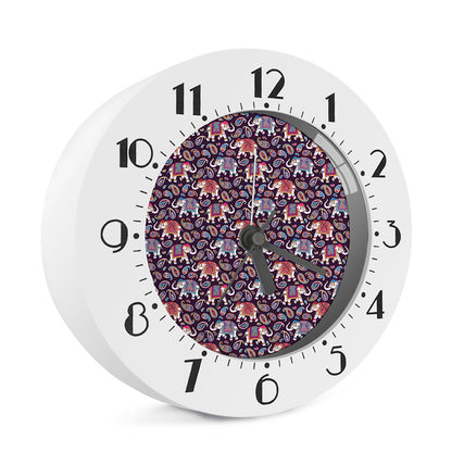 Vintage Indian Elephant Pattern Print Alarm Clock