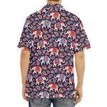 Vintage Indian Elephant Pattern Print Aloha Shirt