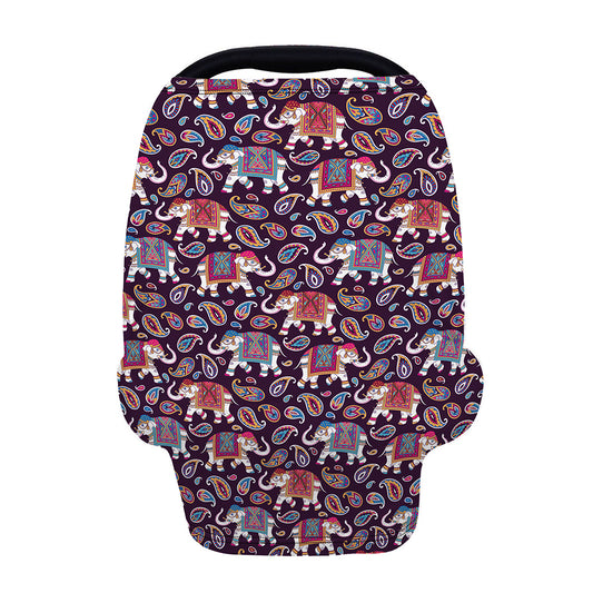 Vintage Indian Elephant Pattern Print Baby Seat Cover
