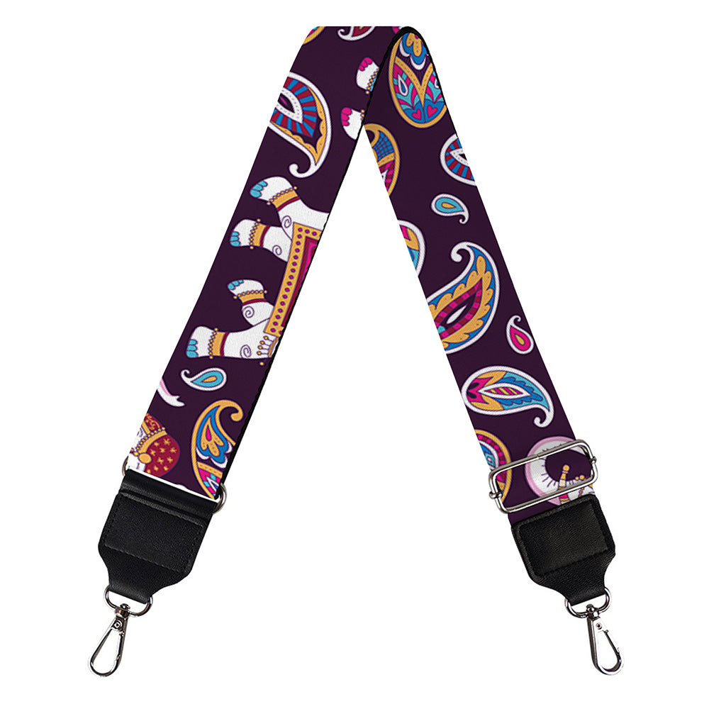 Vintage Indian Elephant Pattern Print Bag Strap