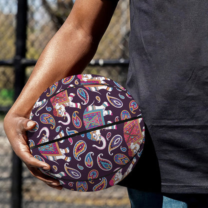 Vintage Indian Elephant Pattern Print Basketball