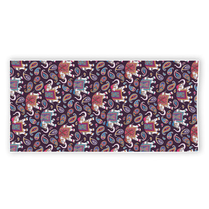 Vintage Indian Elephant Pattern Print Beach Towel