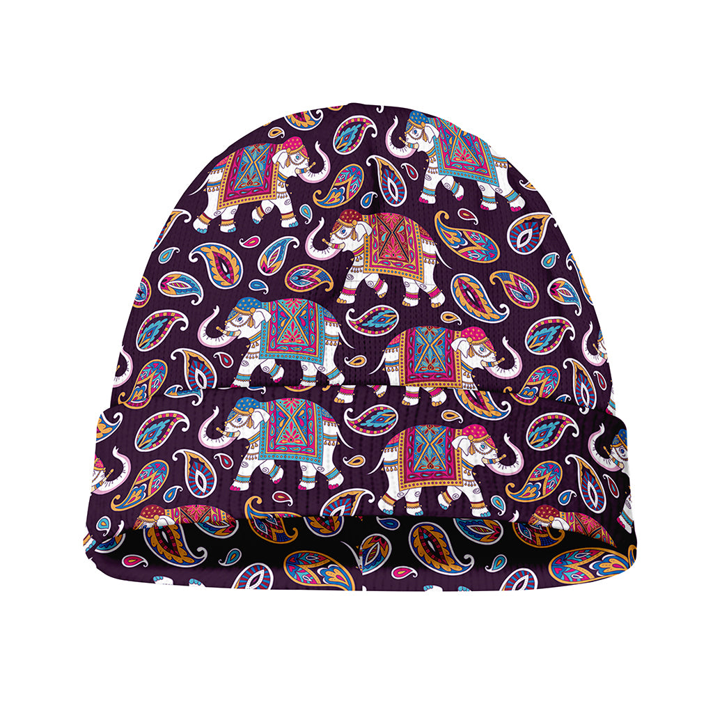 Vintage Indian Elephant Pattern Print Beanie