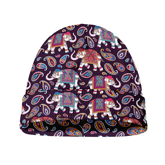 Vintage Indian Elephant Pattern Print Beanie