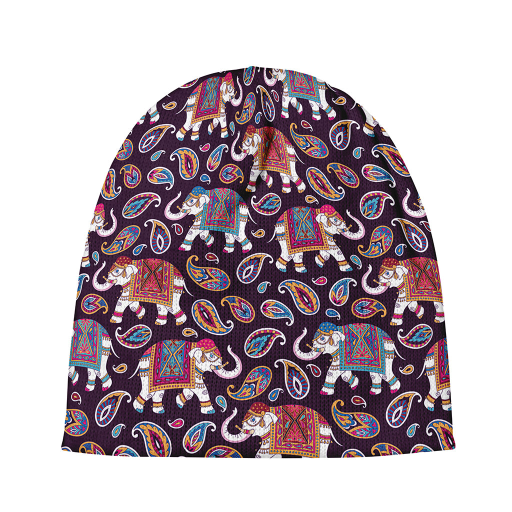 Vintage Indian Elephant Pattern Print Beanie