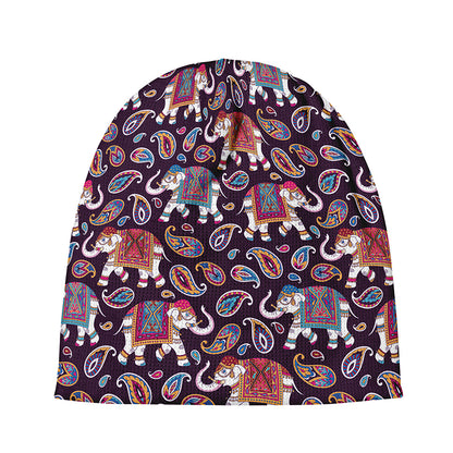 Vintage Indian Elephant Pattern Print Beanie