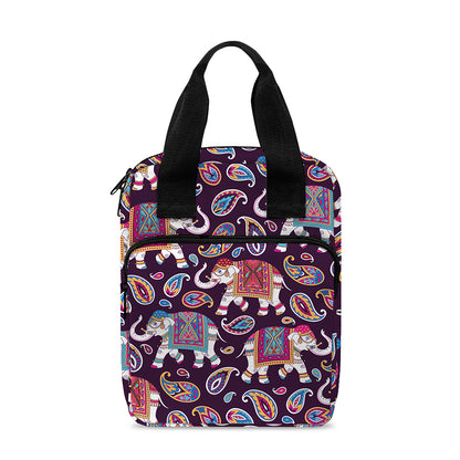 Vintage Indian Elephant Pattern Print Bible Tote Bag