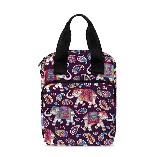 Vintage Indian Elephant Pattern Print Bible Tote Bag