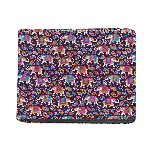 Vintage Indian Elephant Pattern Print Bifold Wallet