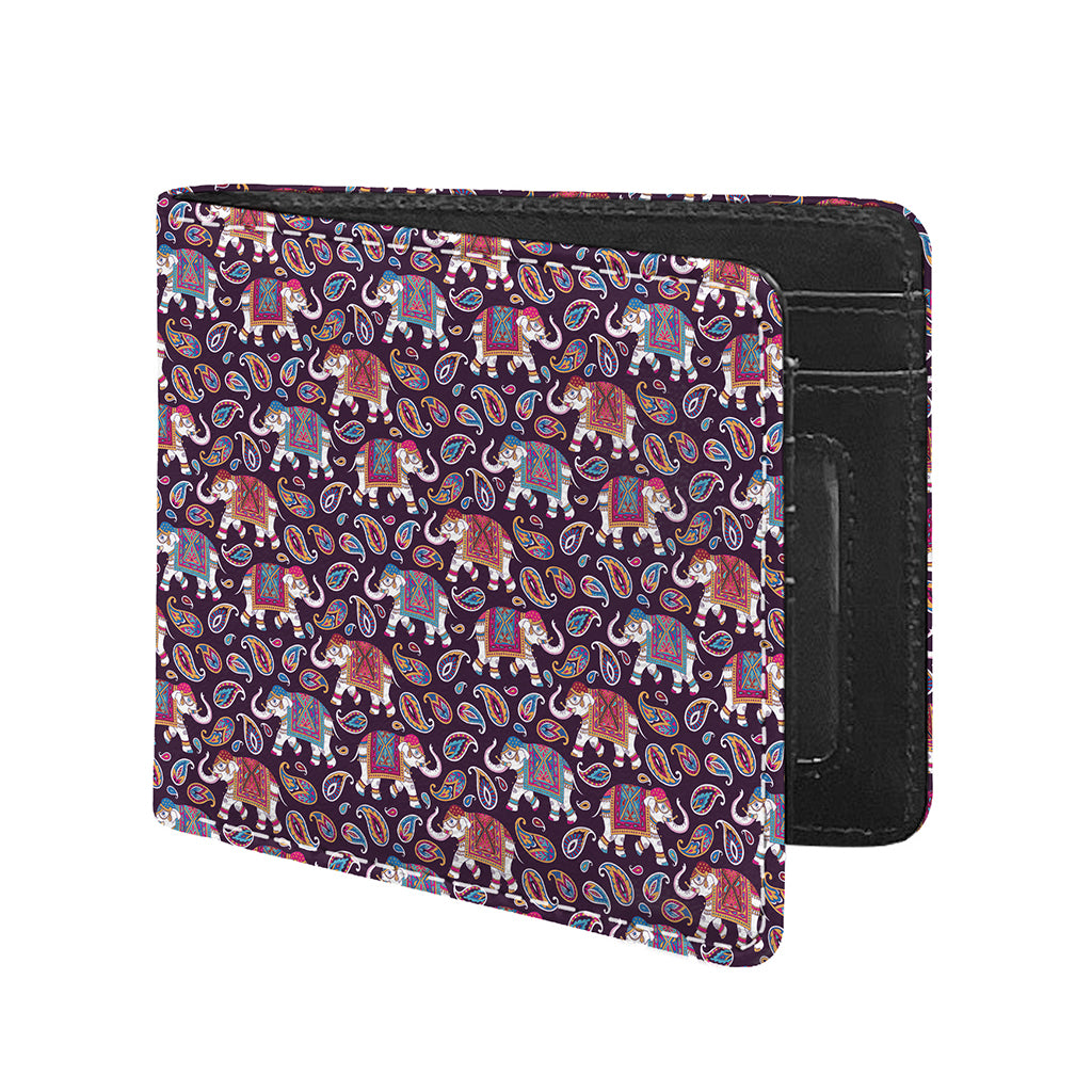 Vintage Indian Elephant Pattern Print Bifold Wallet