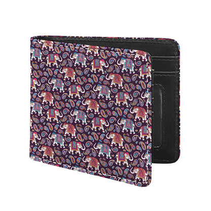 Vintage Indian Elephant Pattern Print Bifold Wallet