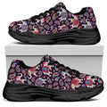 Vintage Indian Elephant Pattern Print Black Chunky Shoes